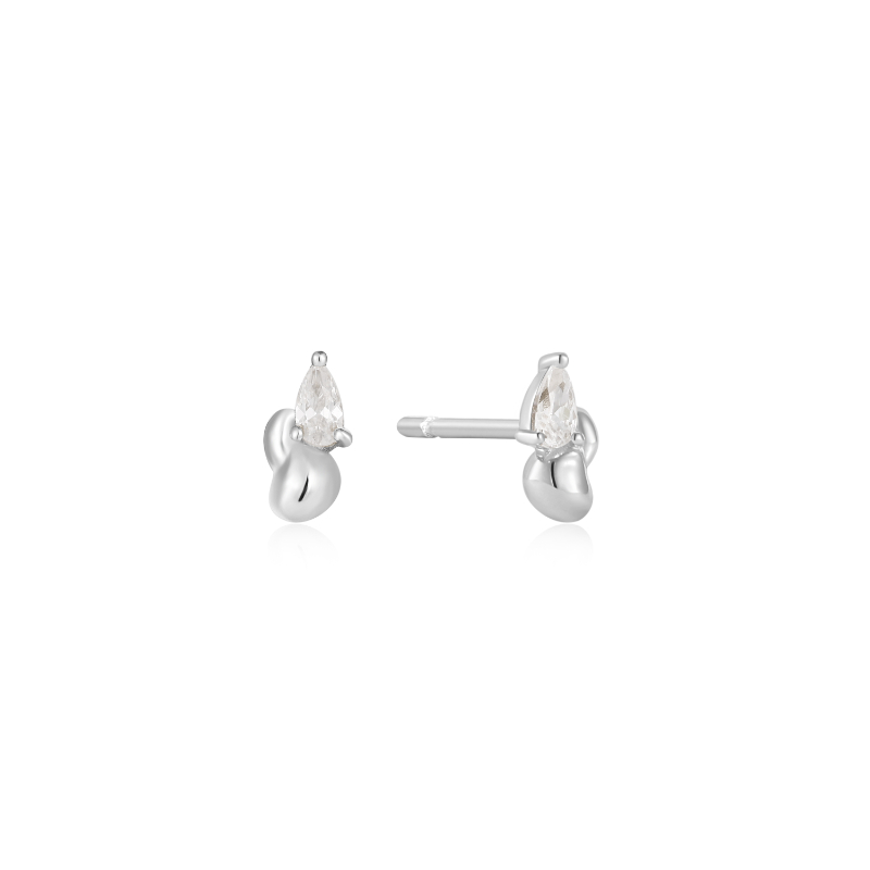 Silver Twisted Wave Stud Earrings