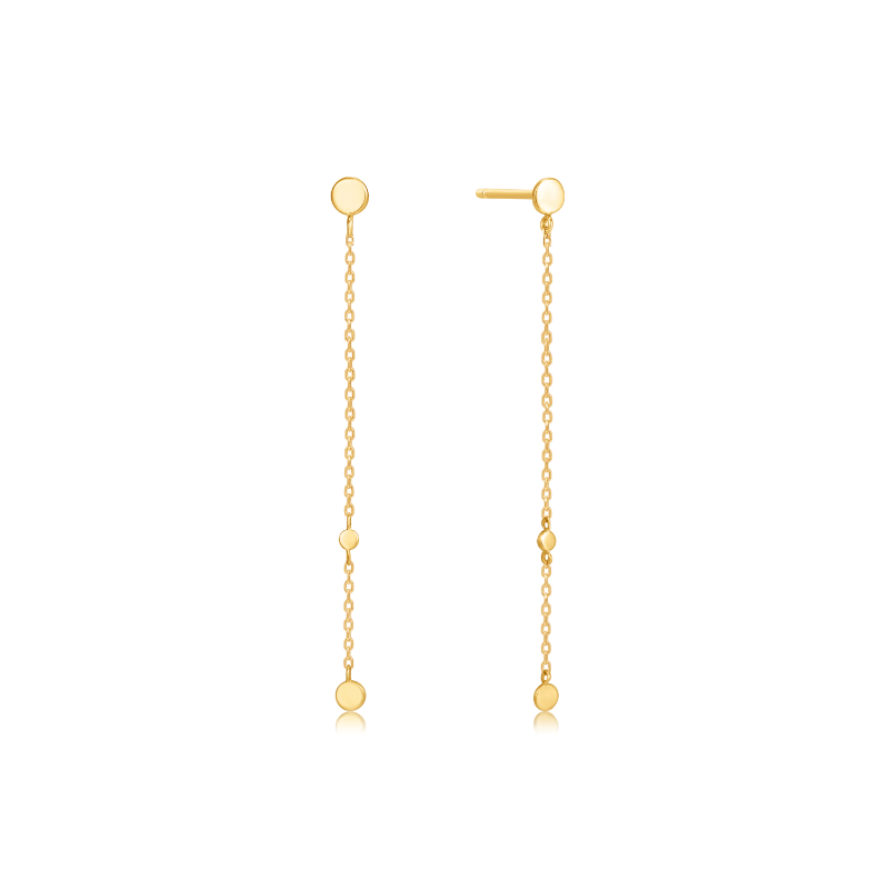 14KT GOLD DISC DROP EARRINGS