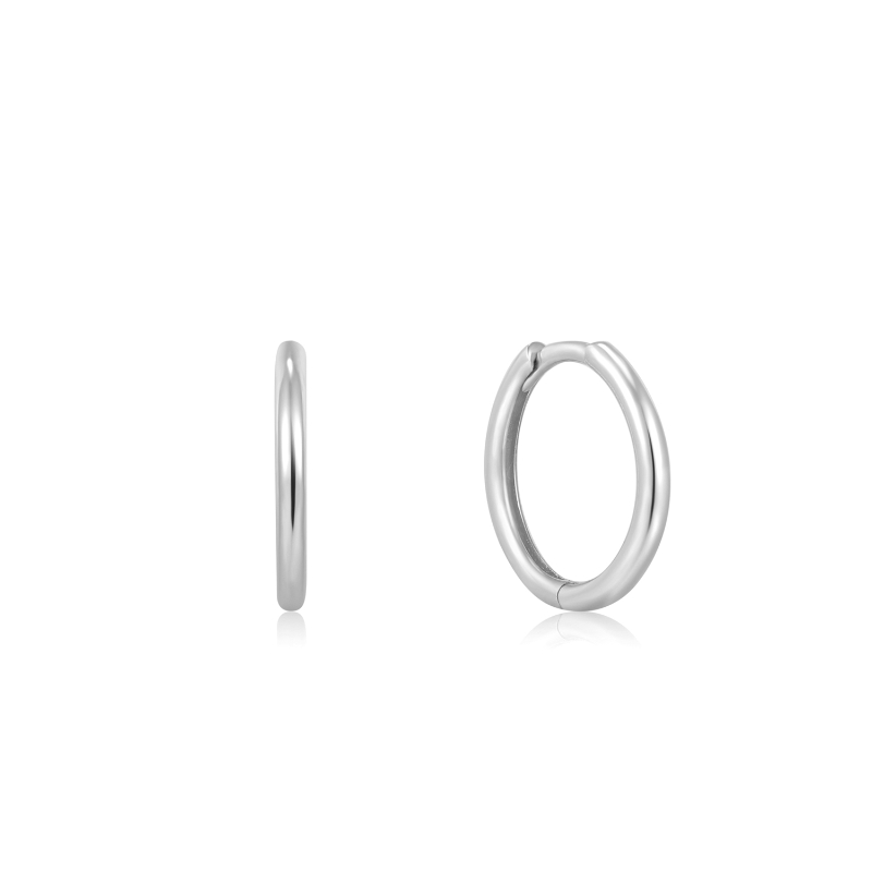 14KT WHITE GOLD HUGGIE HOOP EARRINGS