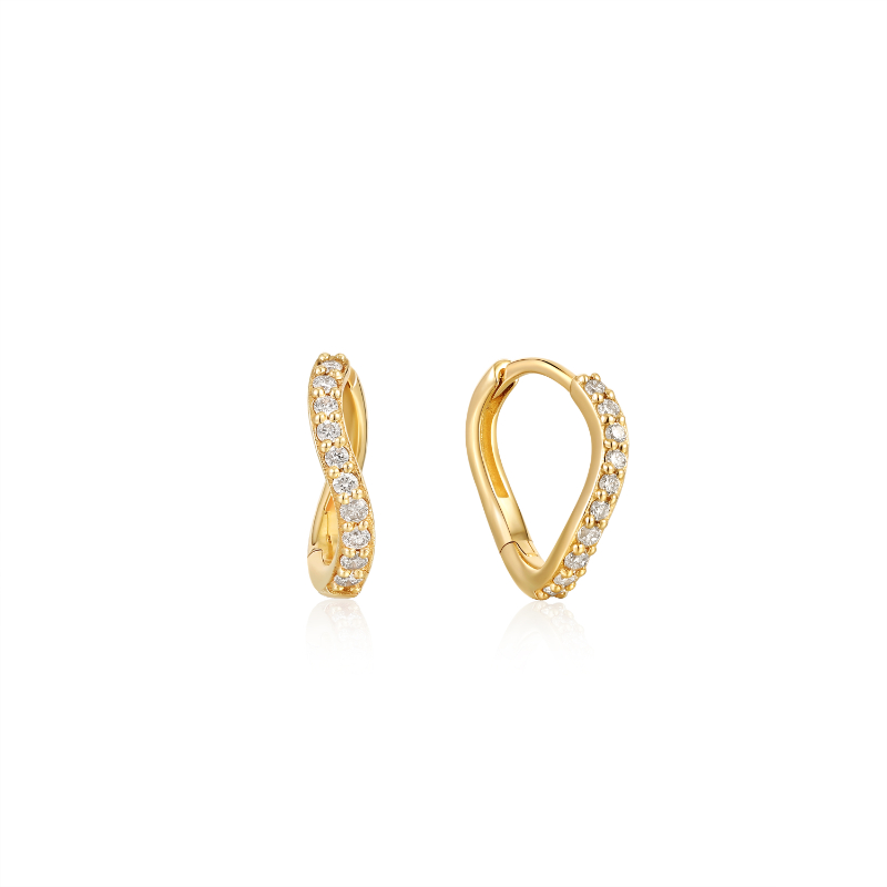 14KT Gold Magma Natural Diamond Huggie Hoop Earrings