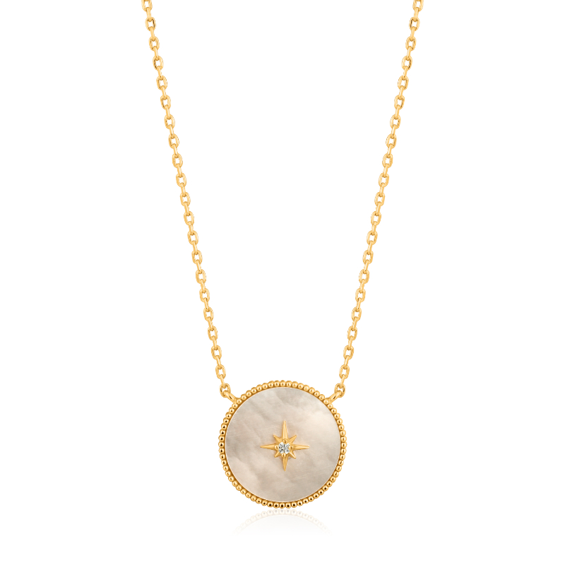 MOTHER OF PEARL EMBLEM NECKLACE