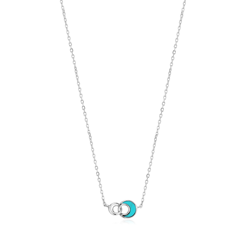 Tidal Turquoise Crescent Link Necklace