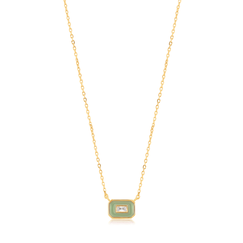 SAGE ENAMEL EMBLEM GOLD NECKLACE