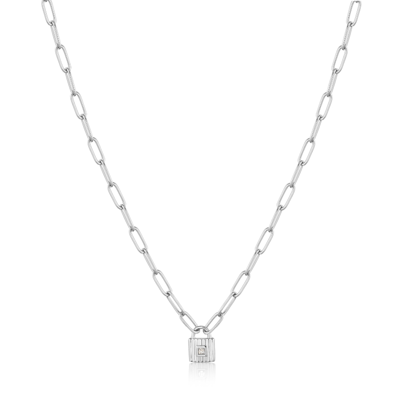 Silver Chunky Chain Padlock Necklace