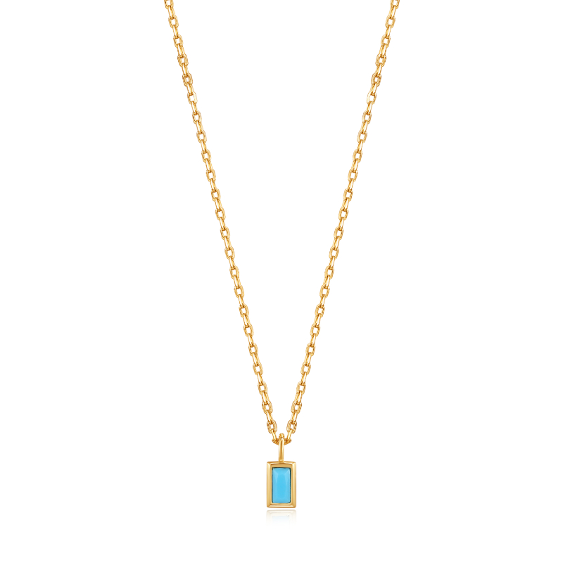 GOLD TURQUOISE DROP PENDANT NECKLACE