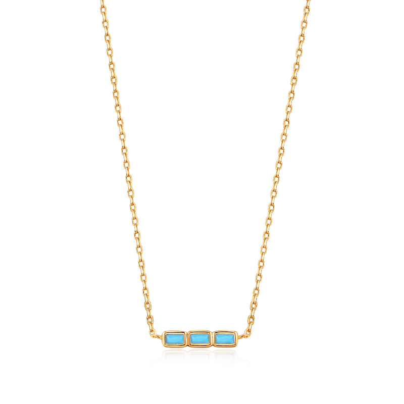 GOLD TURQUOISE BAR NECKLACE