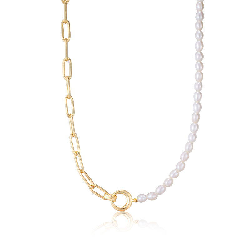 Pearl Chunky Link Chain Necklace