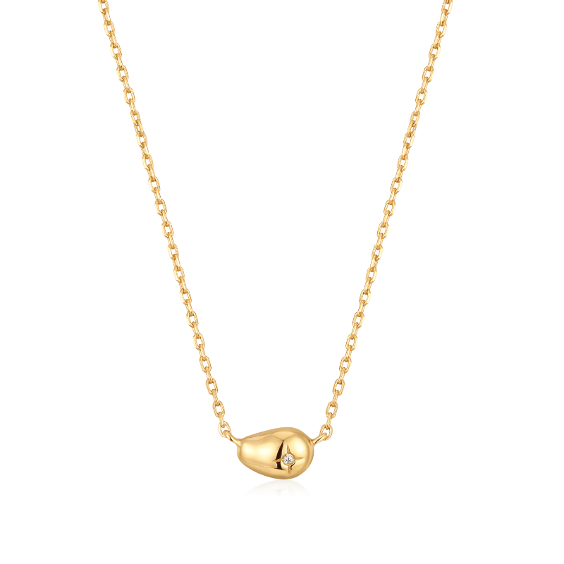 Gold Pebble Sparkle Necklace