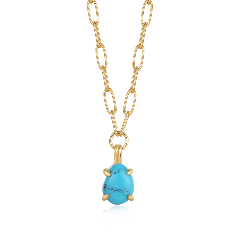 Turquoise Chunky Chain Drop Pendant Necklace