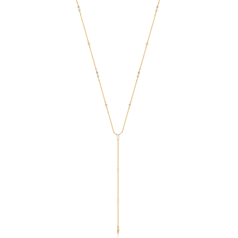 Gold Sparkle Point Y Necklace