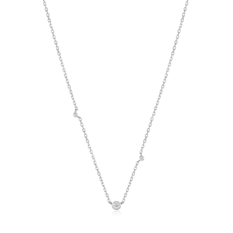 14KT WHITE GOLD TRIPLE NATURAL DIAMOND NECKLACE