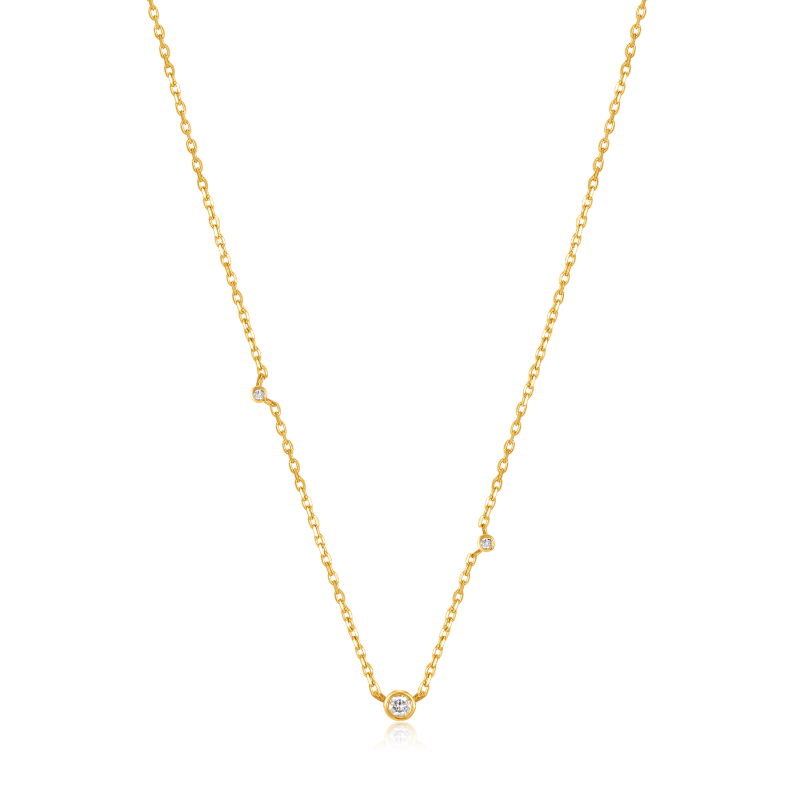 14KT GOLD TRIPLE NATURAL DIAMOND NECKLACE