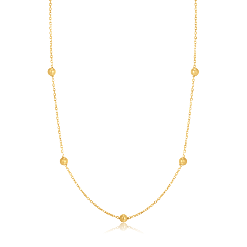 14KT GOLD BEADED NECKLACE