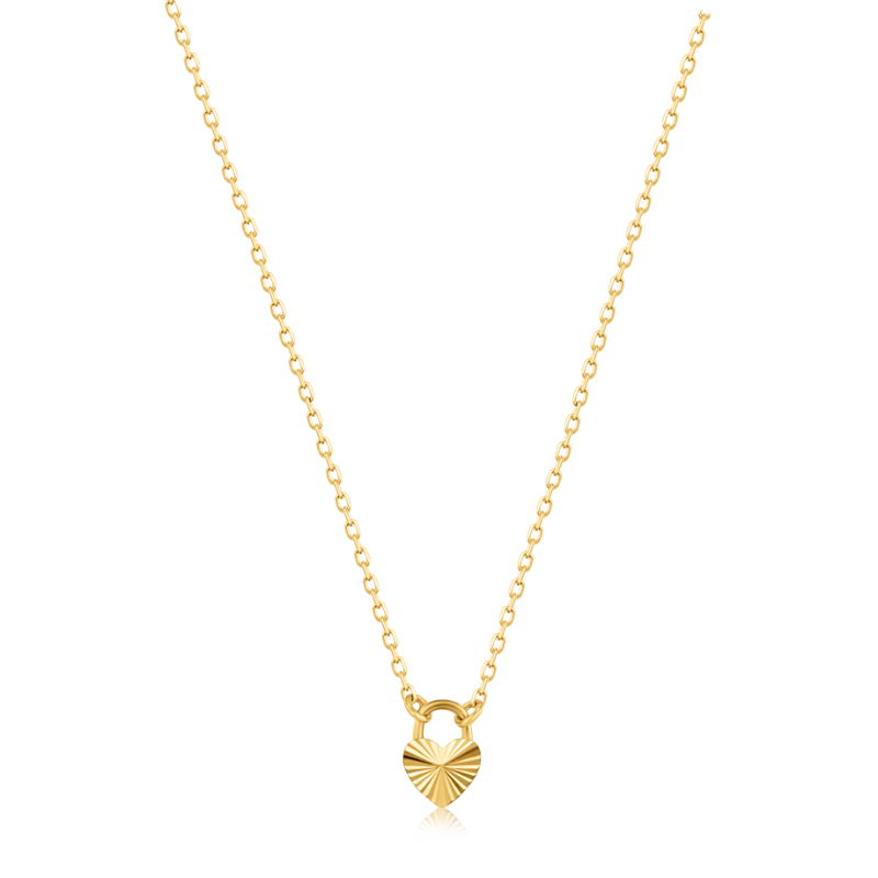 14KT GOLD HEART PADLOCK NECKLACE