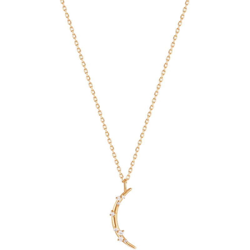 14KT GOLD STARGAZER NATURAL DIAMOND MOON NECKLACE