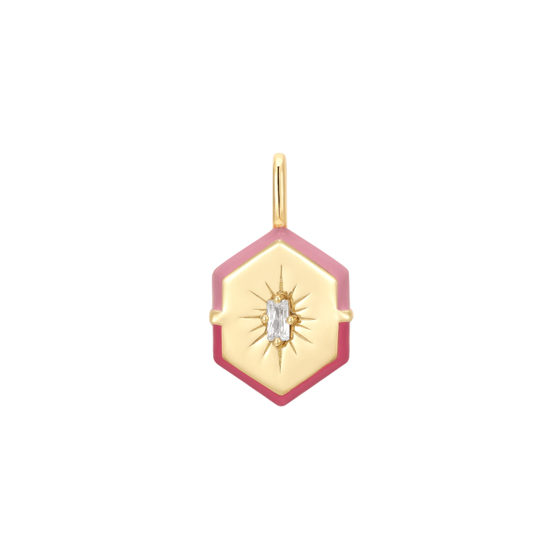 Gold Enamel Hexagon Charm