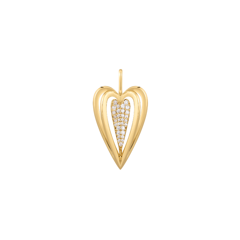 Gold Sculpted Heart Charm