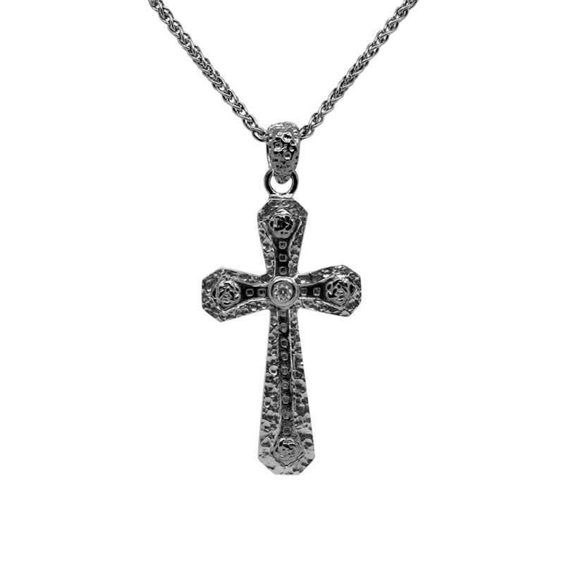 Sterling Silver Ruthenium CZ Celtic Cross