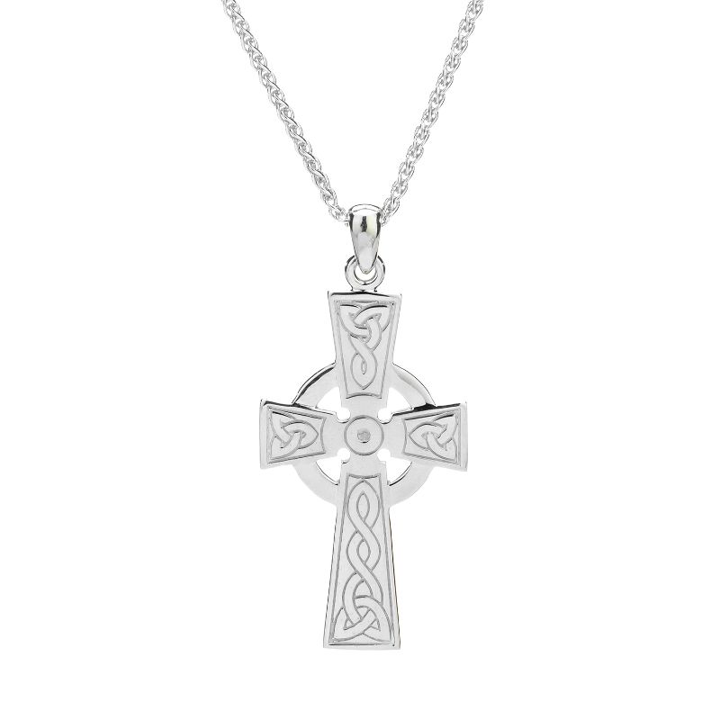 Sterling Silver Celtic Cross Large Pendant