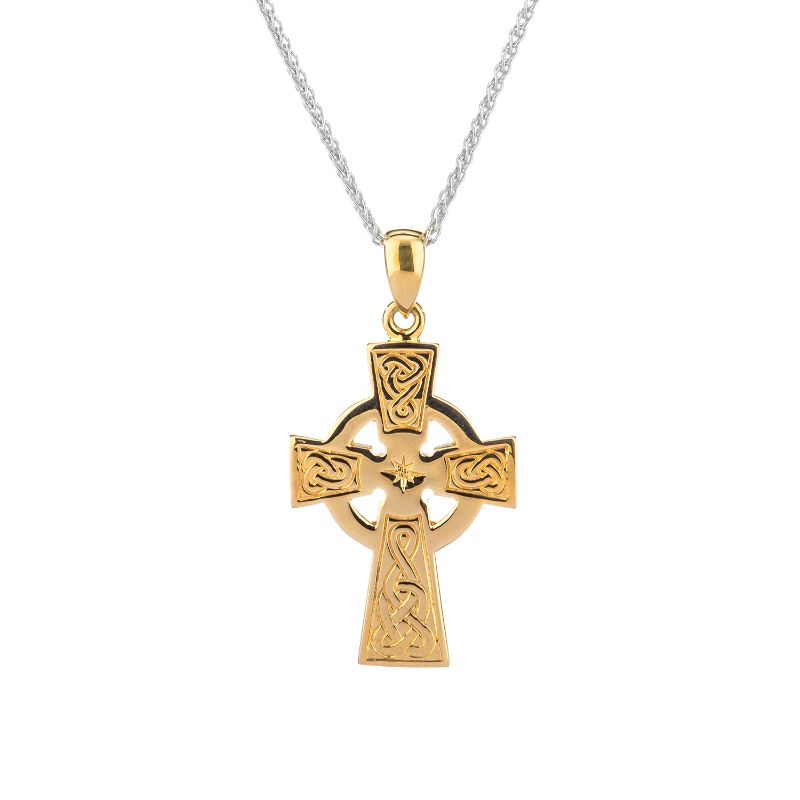 Yellow Celtic Cross Medium Pendant