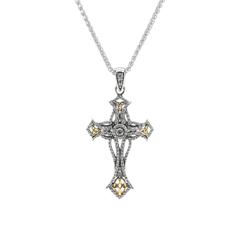 Sterling Silver 10k Celtic CZ Cross Pendant