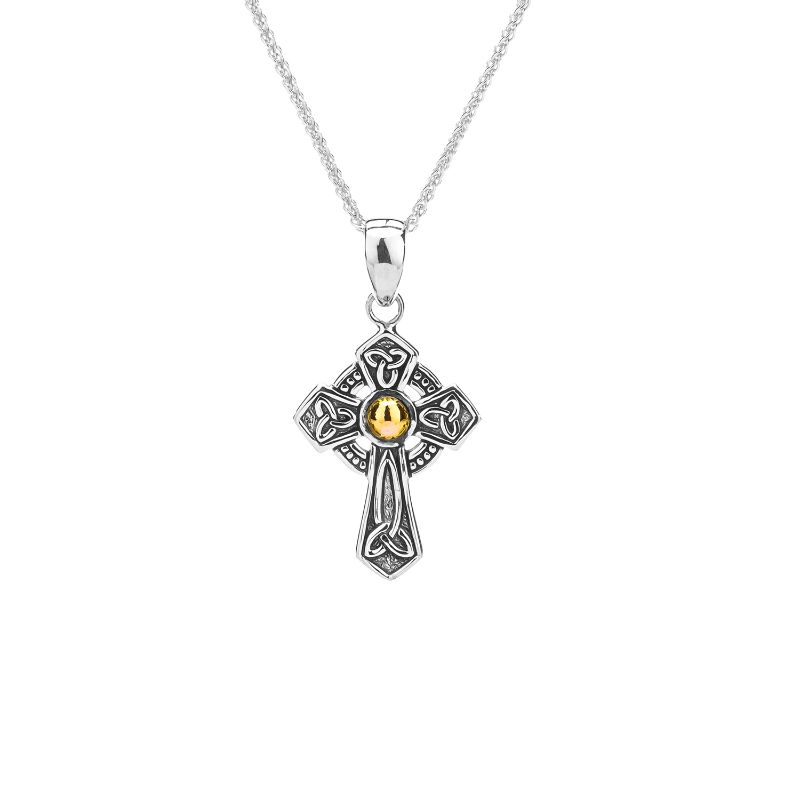 Sterling Silver 18k Trinity Knot Cross Pendant