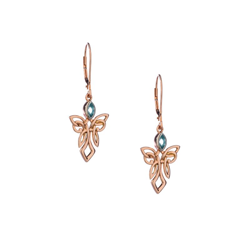 Rose White Angel Sky Blue Topaz Earrings