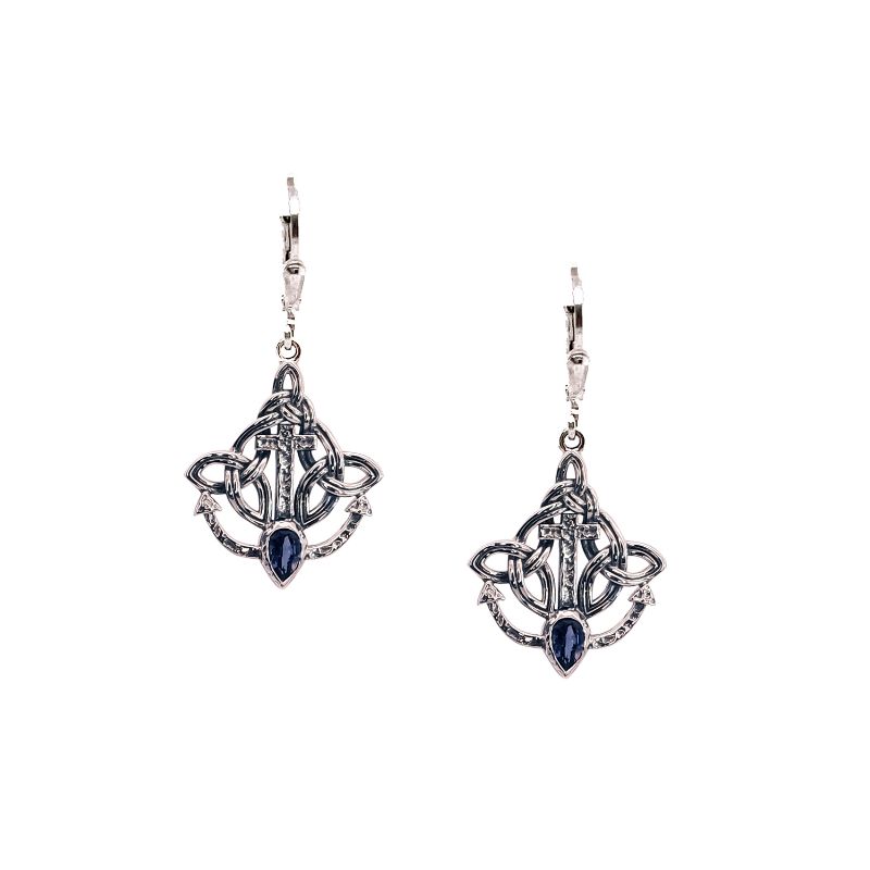 Sterling Silver Anchor Iolite Rocks 'n Rivers Leverback Earrings