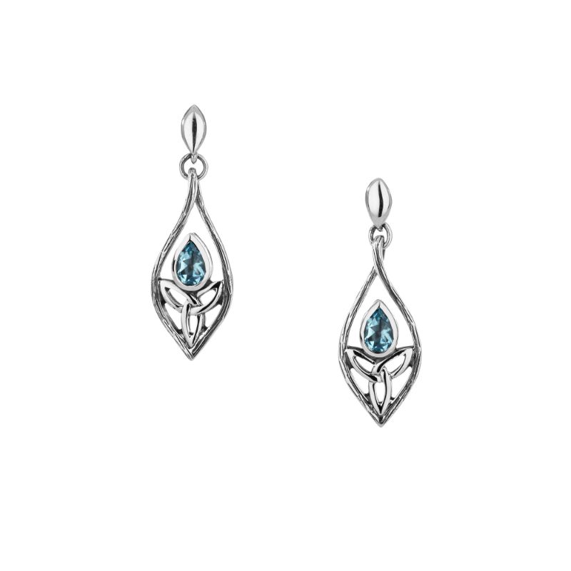 Sterling Silver Guardian Angel Blue Topaz Earrings