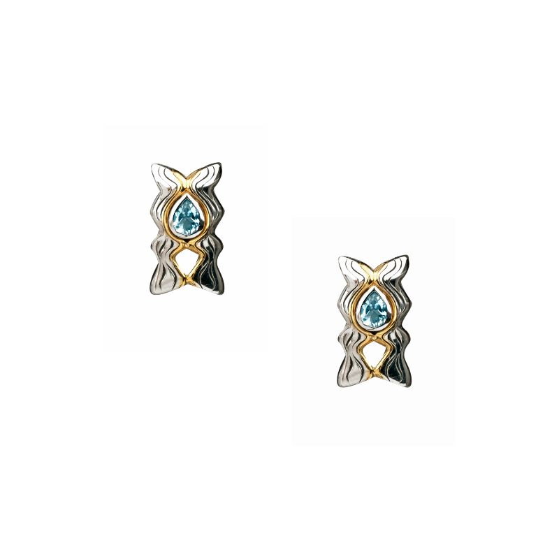 Sterling Silver Rhodium 10k Blue Topaz Rocks 