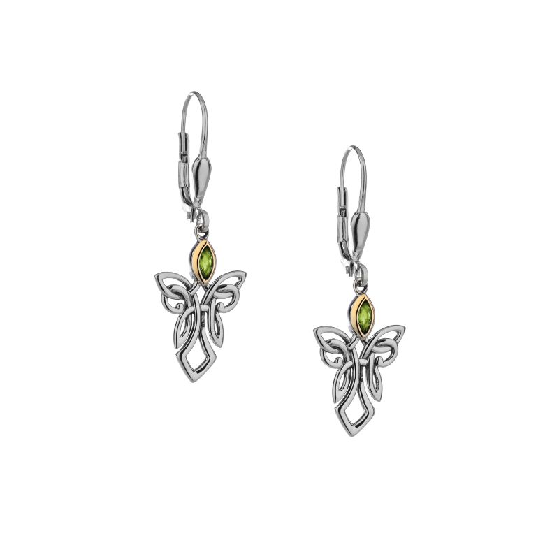 Sterling Silver 10k Guardian Angel Peridot Earrings