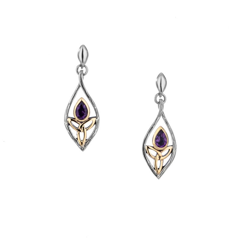 Sterling Silver 10k Guardian Angel Amethyst Earrings