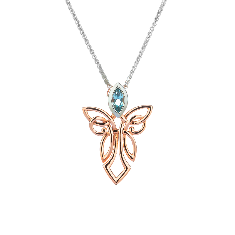 Rose White Angel Sky Blue Topaz Pendant