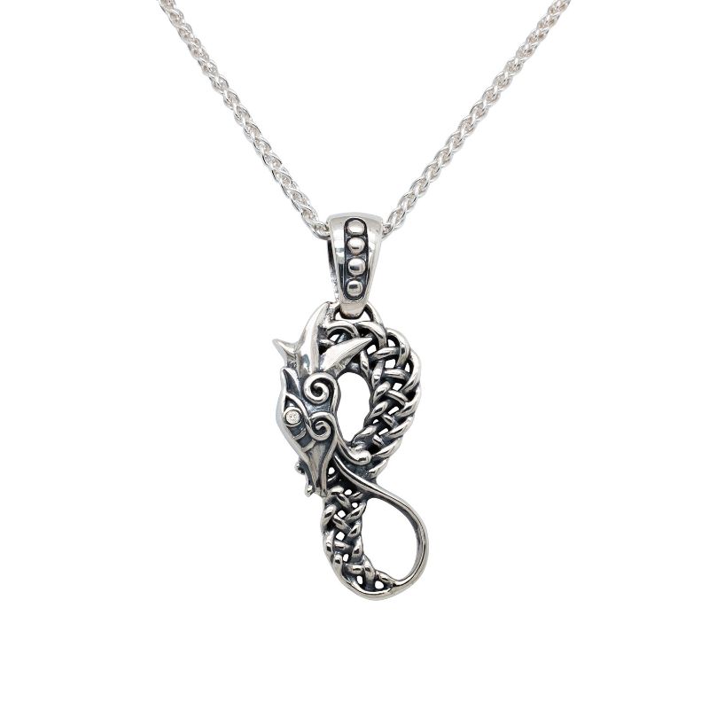 Sterling Silver CZ Dragon Pendant