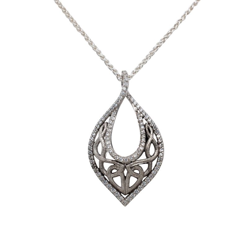 Sterling Silver Rhodium CZ Love's Chalice Pendant