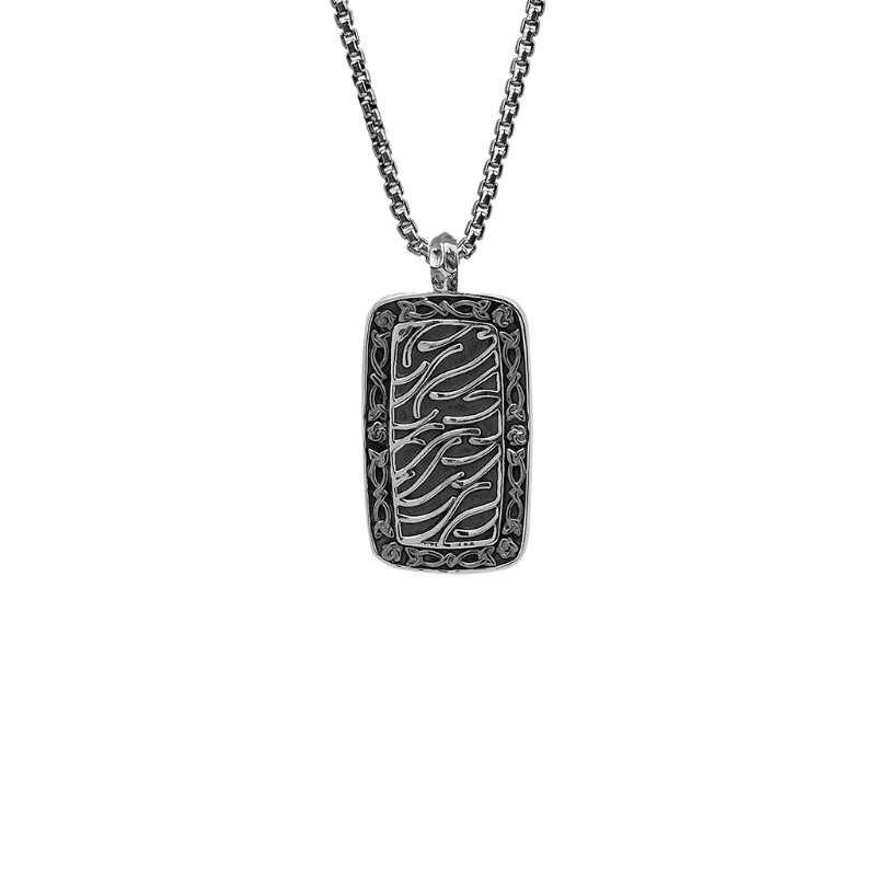 Sterling Silver Oxidized Cernunnos Large Dogtag Pendant