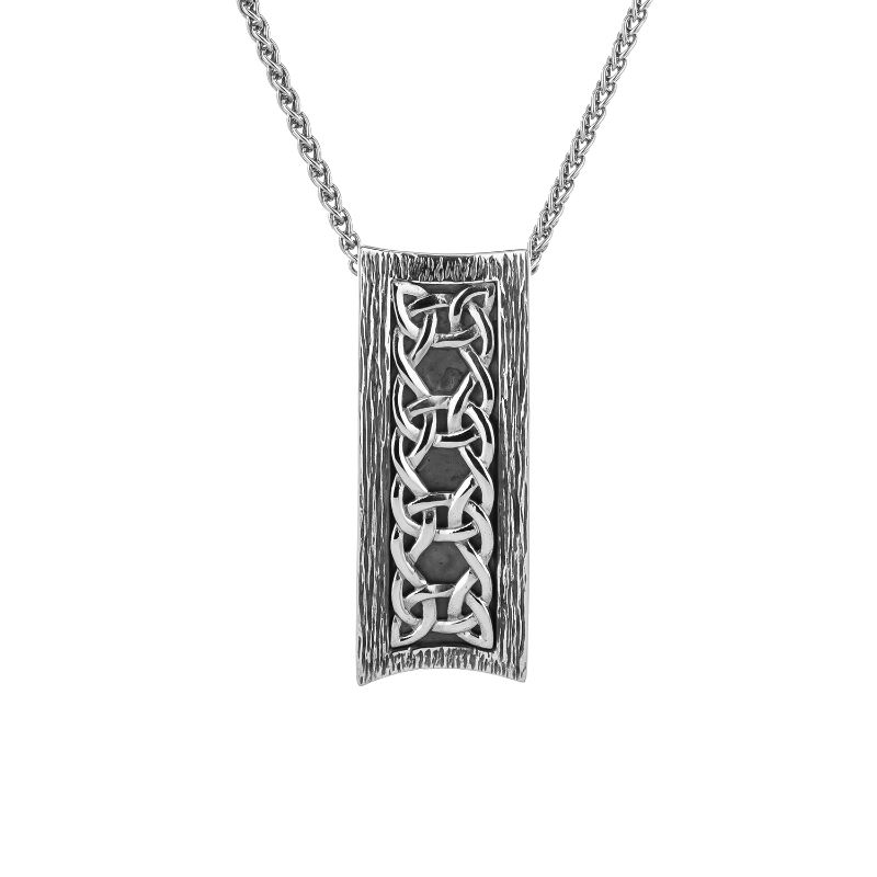 Sterling Silver Oxidized Rectangular Barked Scavaig Pendant