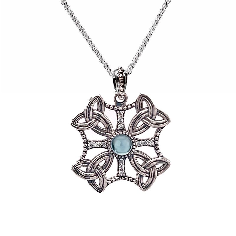 Sterling Silver Sky Blue Topaz & CZ Aphrodite Pendant