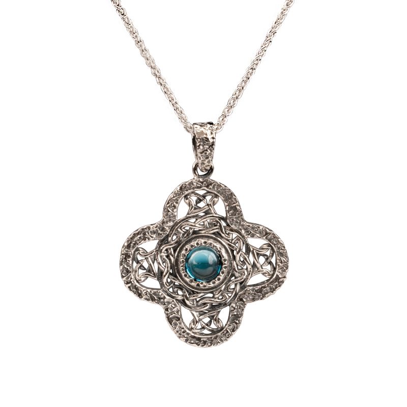 Sterling Silver London Blue Topaz Whirlpool Pendant