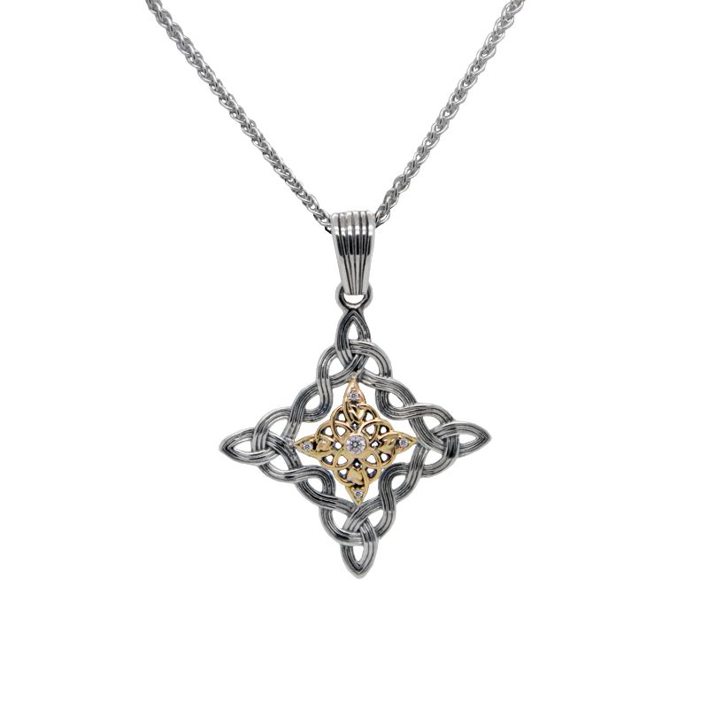 Sterling Silver 10k CZ Celestial Pendant