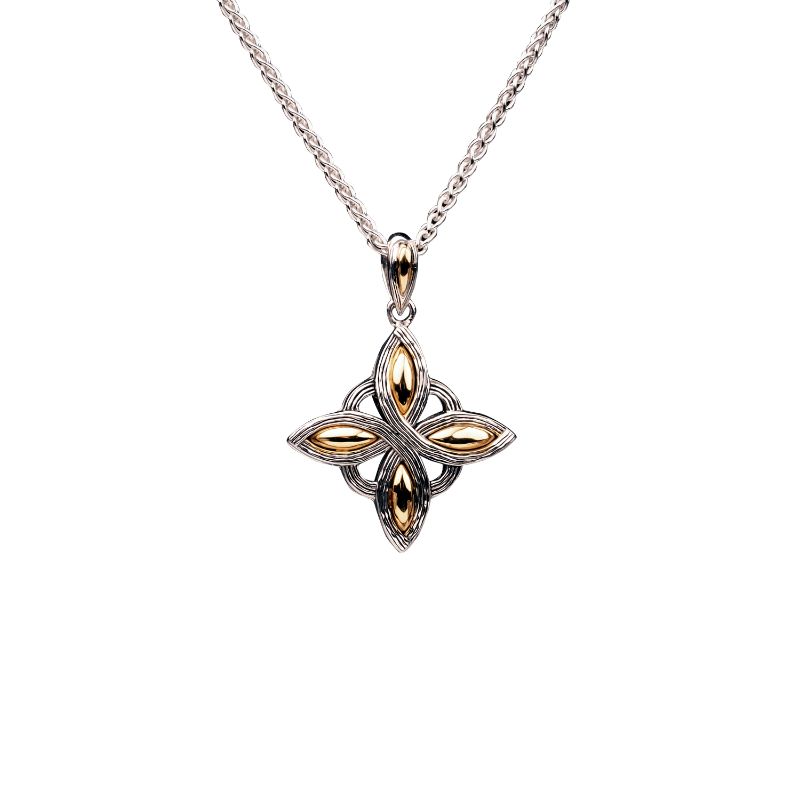 Sterling Silver Rhodium 10k Celestial Star Pendant