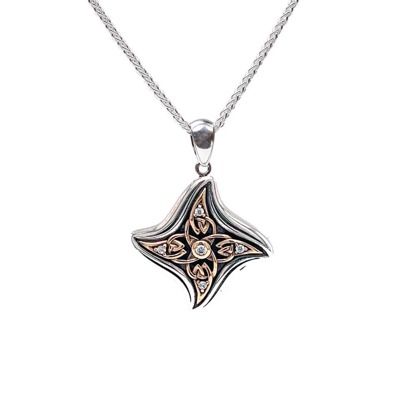 Sterling Silver 10k CZ Celestial Star Pendant