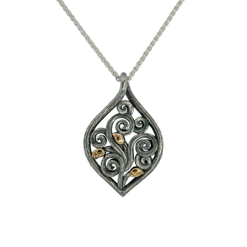 Sterling Silver Oxidized 10k Tree of Life Pendant