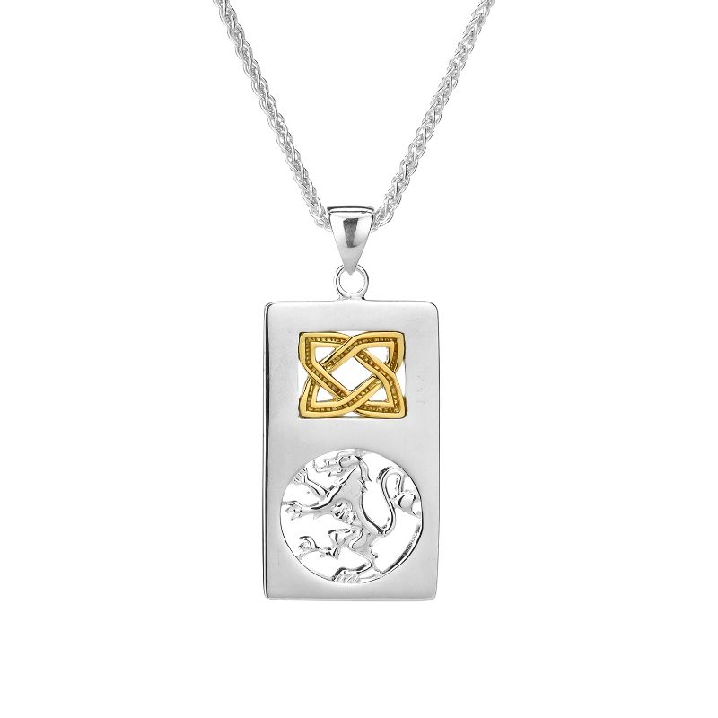 Sterling Silver 10k Lion Rampant Rectangle Pendant