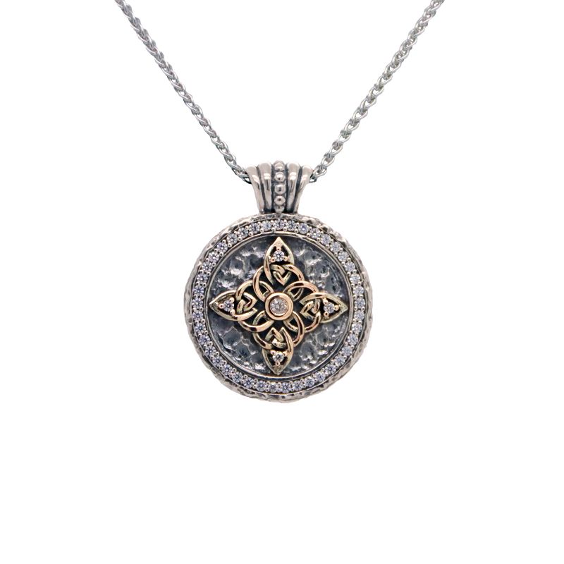 Sterling Silver 10k CZ Celestial Medallion Pendant