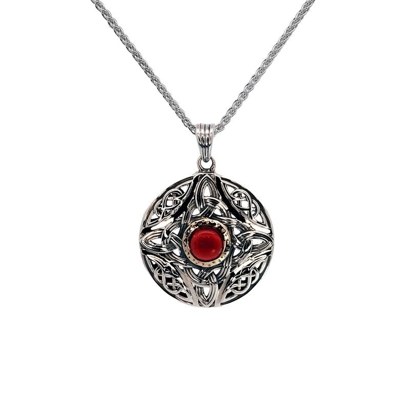 Sterling Silver 10k Garnet Round Aphrodite Pendant