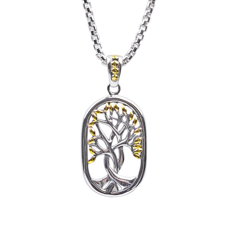 Sterling Silver 18k Tree of Life Large Pendant