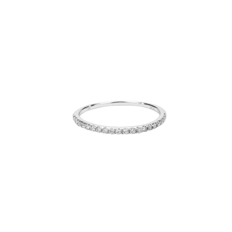 14k White Diamond Pave Set Band 0.25ctw