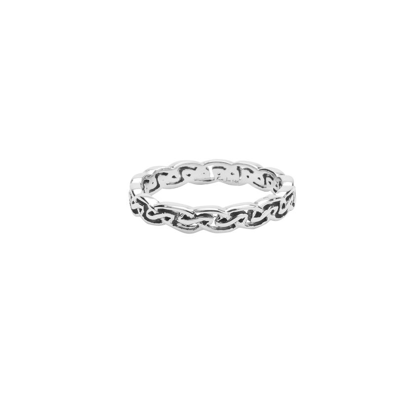 White Eternity Knot "Tay" Ring Narrow