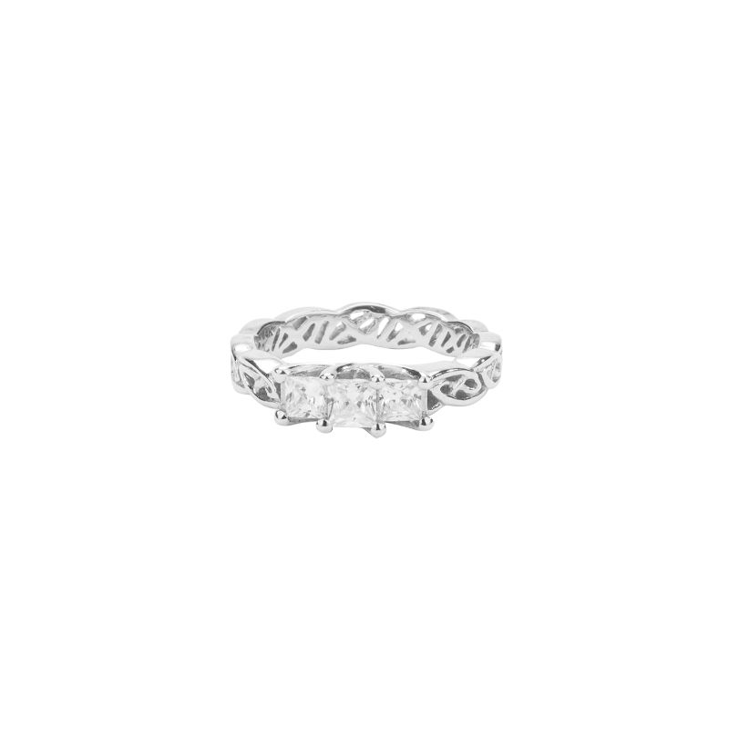 White 3 Stone Eternity Knot "Maree" Ring